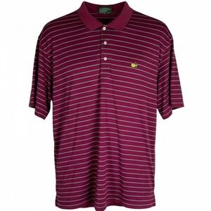 Masters Amen Corner Golf Polo Shirt Mens XXL Burgundy Stripe Pima‎ Cotton